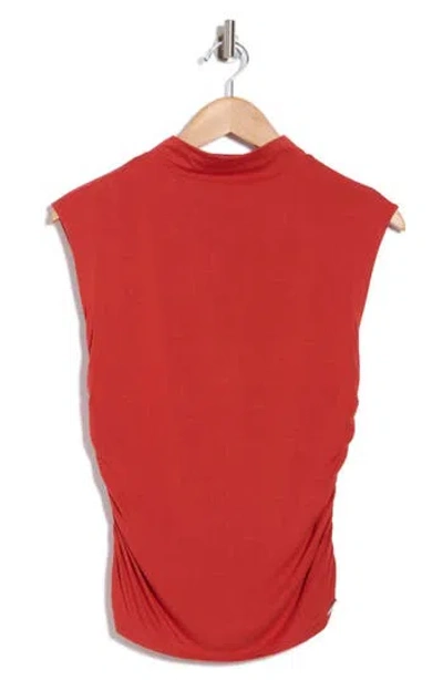 T Tahari Ruched Mock Neck Top