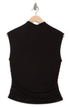 T Tahari Ruched Mock Neck Top In Black