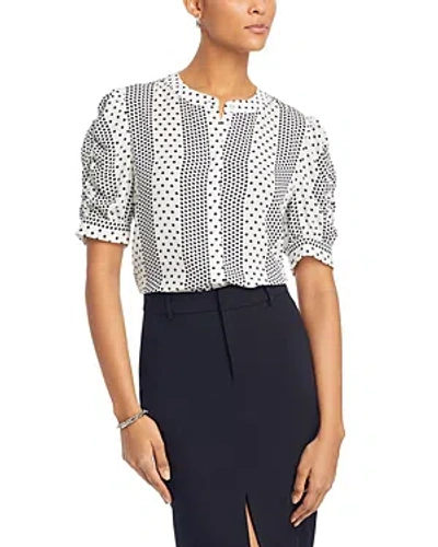 T Tahari Ruched Sleeve Blouse In Dotted Dream