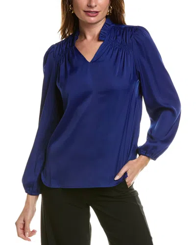 T Tahari Ruffle Blouse In Grey
