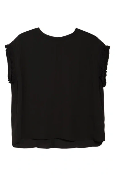 T Tahari Ruffle Cap Sleeve Top In Black