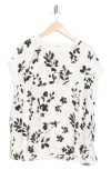 T Tahari Ruffle Cap Sleeve Top In Ivory/black Stamped