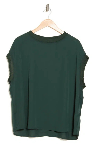 T Tahari Ruffle Cap Sleeve Top In Jungle Green