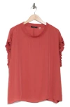 T Tahari Ruffle Cap Sleeve Top In Sienna