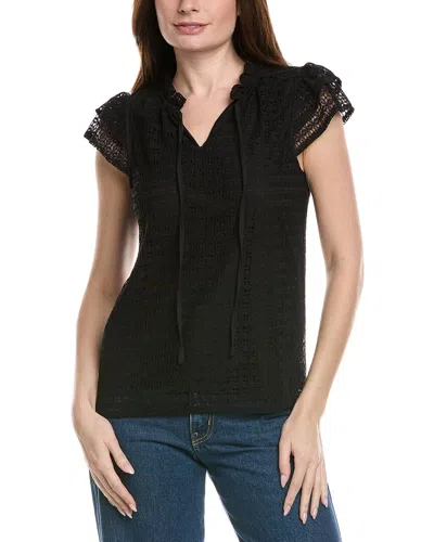 T Tahari Ruffle Lace Top In Animal Print