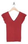 T Tahari Ruffle Sleeve Fitted Sweater In Sienna