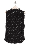 T Tahari Ruffle Sleeveless Top In Black/white Dots