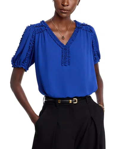 T Tahari Ruffle Trim Top - Exclusive In Sapphire