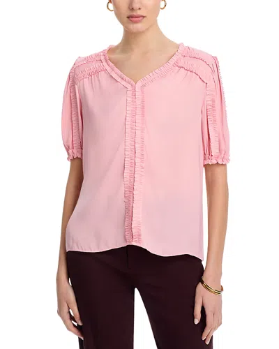 T Tahari Ruffled Blouse In Pink Wind