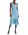 T TAHARI RUFFLED MIDI DRESS