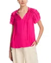 T Tahari Ruffled Sleeve Top In Tulip Pink