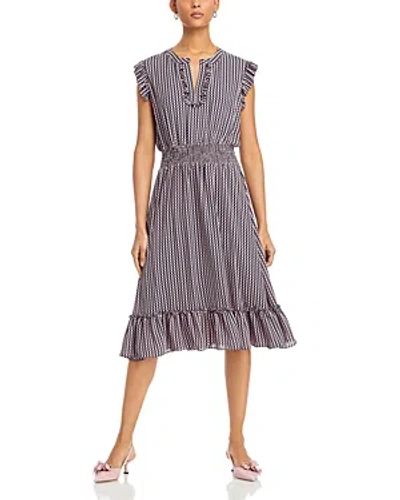 T Tahari Ruffled Split Neck Dress In Split Rose