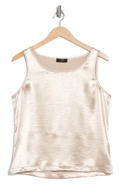 T Tahari Satin Boxy Tank In Neutral