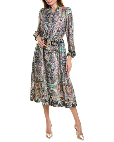 T Tahari Satin Midi Dress In Green