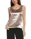 T Tahari Satin Scoop Neck Tank In Gold