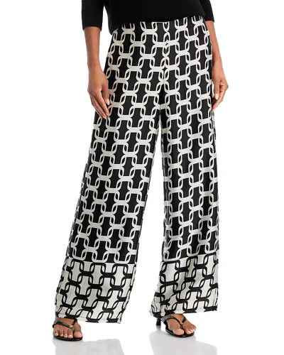 T Tahari Satin Wide Leg Pants In London Chain Print