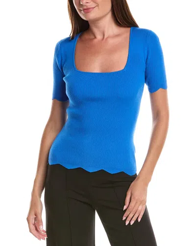 T Tahari Scallop Edge Pullover Sweater In Blue