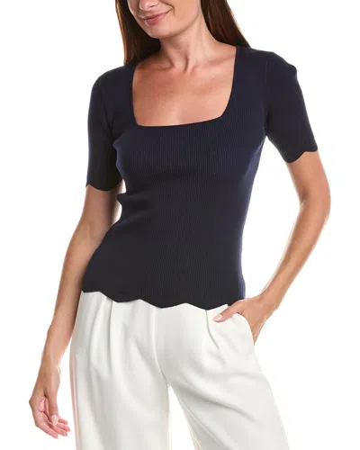 T Tahari Scallop Edge Pullover Sweater In Transparent