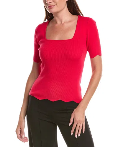 T Tahari Scallop Edge Pullover Sweater In Pink