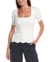 T Tahari Scallop Edge Pullover Sweater In White