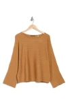 T Tahari Scallop Trim Wide Sleeve Sweater In Toffee