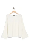 T Tahari Scallop Trim Wide Sleeve Sweater In White Star