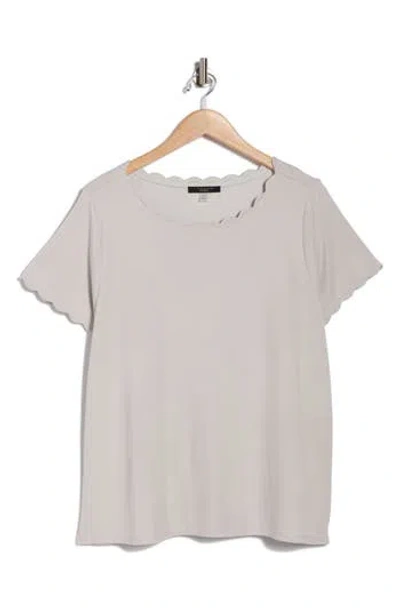 T Tahari Scallop T-shirt In Brown
