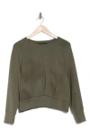 T Tahari Scuba Blouson Sweatshirt In Cypress Olive