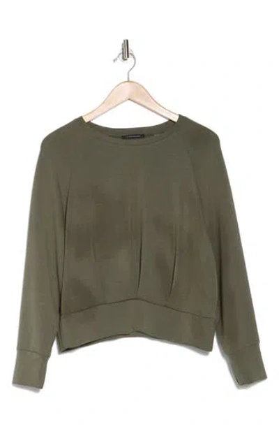 T Tahari Scuba Blouson Sweatshirt In Cypress Olive