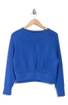 T Tahari Scuba Blouson Sweatshirt In Lux Cobalt