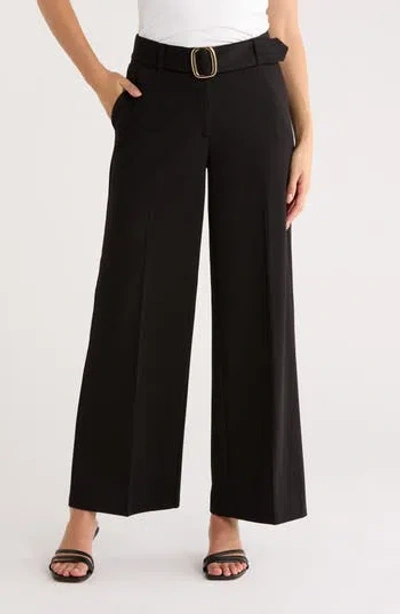 T Tahari Scuba Crepe Wide Leg Pants In Black