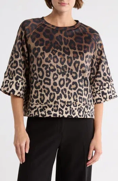 T Tahari Scuba Knit Sweatshirt In Brown