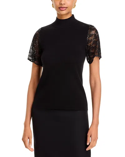 T Tahari Sequin & Beaded Mock Neck Sweater In Multi