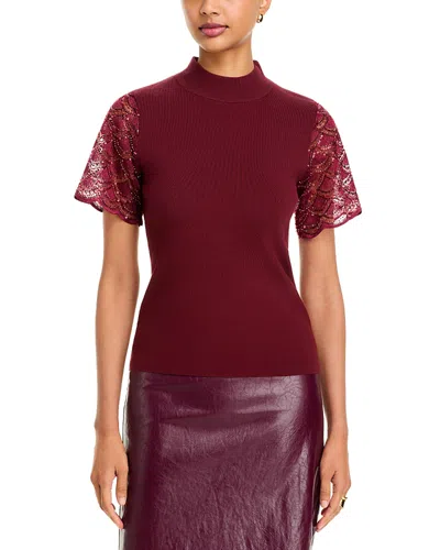 T Tahari Sequin & Beaded Mock Neck Sweater In Multi