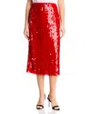 T Tahari Sequin Midi Skirt In Red