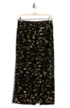 T Tahari Sequin Pull-on Midi Skirt In Black