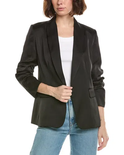 T Tahari Shawl Collar Scrunch Sleeve Blazer In Black