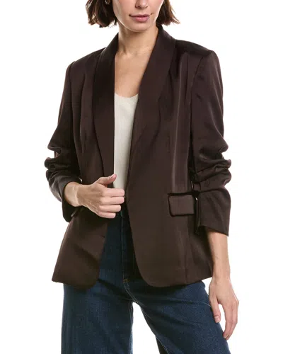 T Tahari Shawl Collar Scrunch Sleeve Blazer In Black