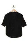 T Tahari Short Sleeve Airflow Blouse In Black