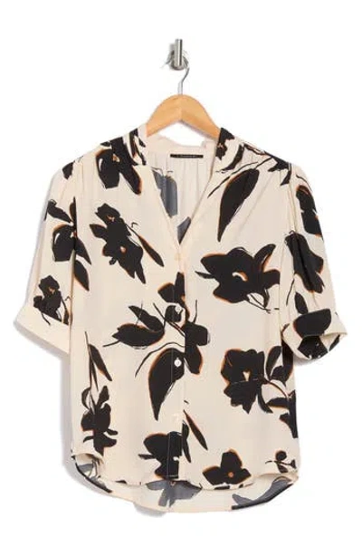 T Tahari Short Sleeve Airflow Blouse In Magnified Painted Floral