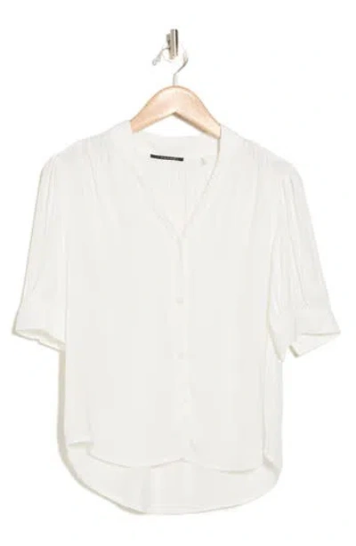 T Tahari Short Sleeve Airflow Blouse In Solid White