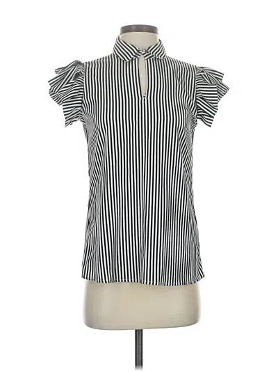 Pre-owned T Tahari Short Sleeve Blouse In Black