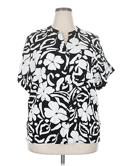 Pre-owned T Tahari Short Sleeve Blouse In Black