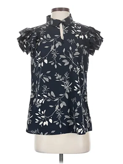 Pre-owned T Tahari Short Sleeve Blouse In Black