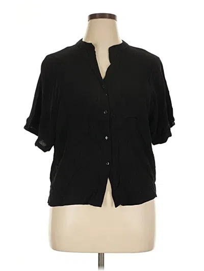 Pre-owned T Tahari Short Sleeve Blouse In Black
