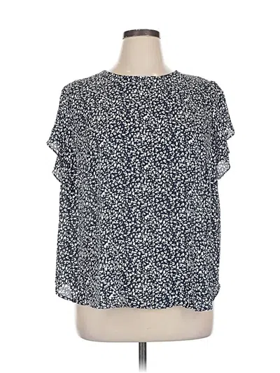 Pre-owned T Tahari Short Sleeve Blouse In Blue