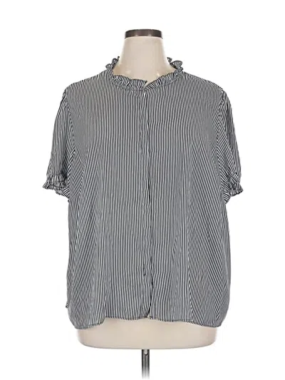 Pre-owned T Tahari Short Sleeve Blouse In Blue