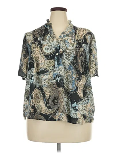 Pre-owned T Tahari Short Sleeve Blouse In Blue