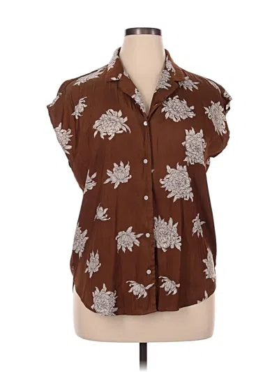 Pre-owned T Tahari Short Sleeve Blouse In Brown