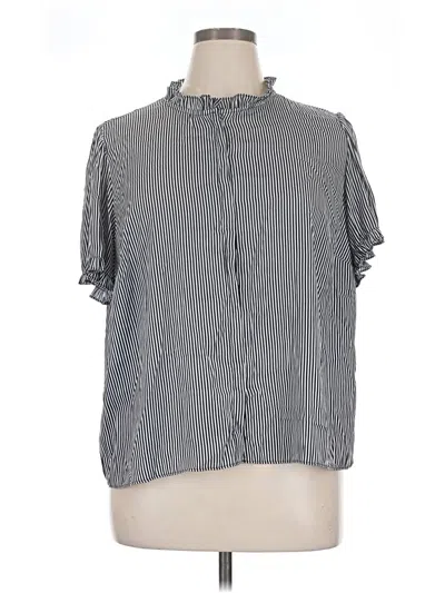 Pre-owned T Tahari Short Sleeve Blouse In Gray